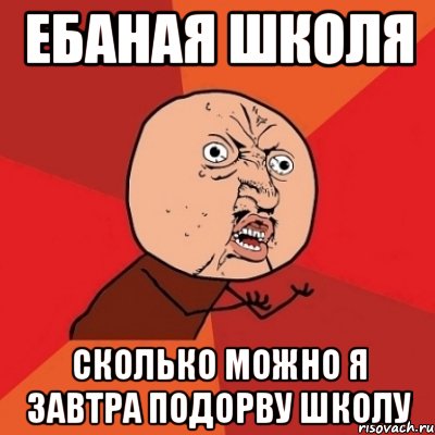 ебаная школя сколько можно я завтра подорву школу, Мем Почему