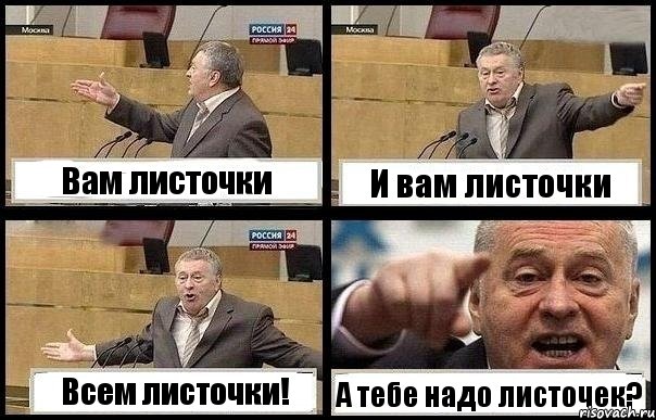 Вам листочки И вам листочки Всем листочки! А тебе надо листочек?