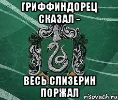 гриффиндорец сказал - весь слизерин поржал, Мем Слизерин