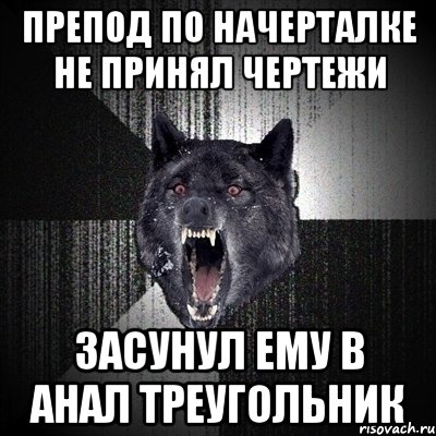 препод по начерталке не принял чертежи засунул ему в анал треугольник, Мем Сумасшедший волк