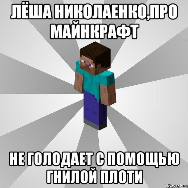 лёша николаенко,про майнкрафт не голодает с помощью гнилой плоти, Мем Типичный игрок Minecraft