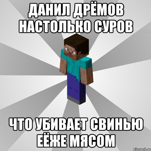 данил дрёмов настолько суров что убивает свинью еёже мясом, Мем Типичный игрок Minecraft