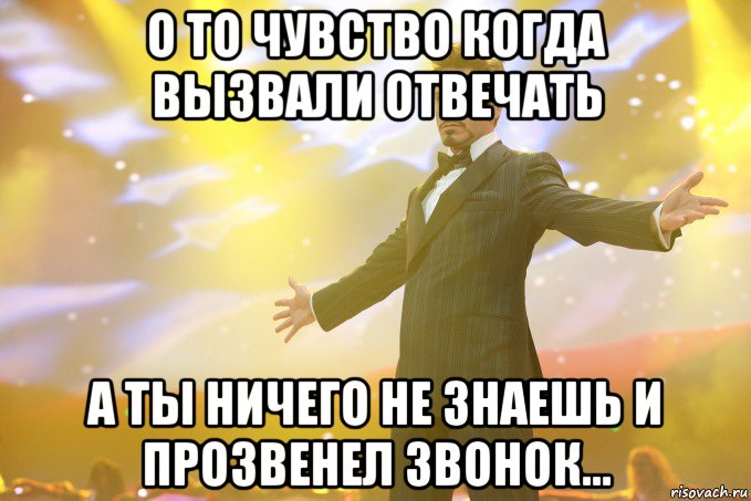 о то чувство когда вызвали отвечать а ты ничего не знаешь и прозвенел звонок..., Мем Тони Старк (Роберт Дауни младший)