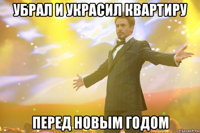 убрал и украсил квартиру перед новым годом, Мем Тони Старк (Роберт Дауни младший)