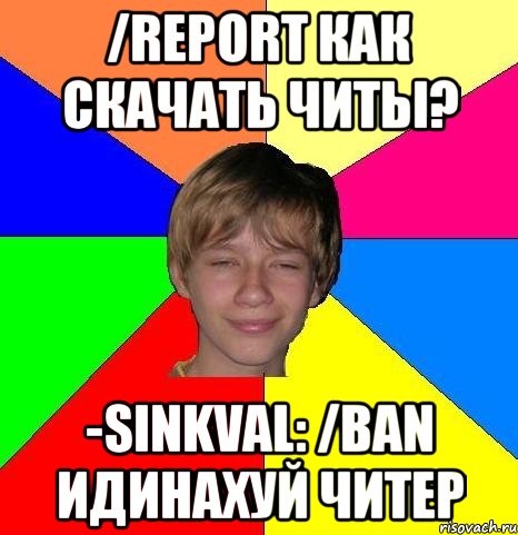 /report как скачать читы? -sinkval: /ban идинахуй читер