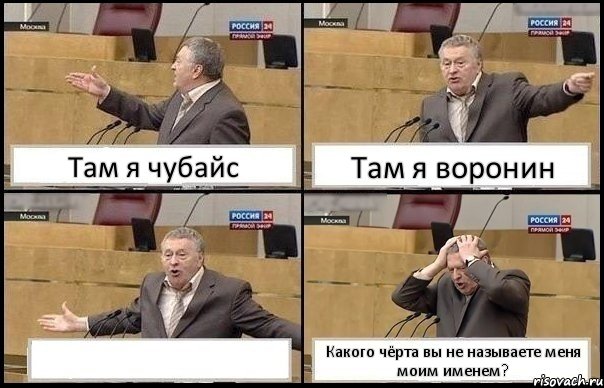 Там я чубайс Там я воронин  Какого чёрта вы не называете меня моим именем?, Комикс Жирик в шоке хватается за голову