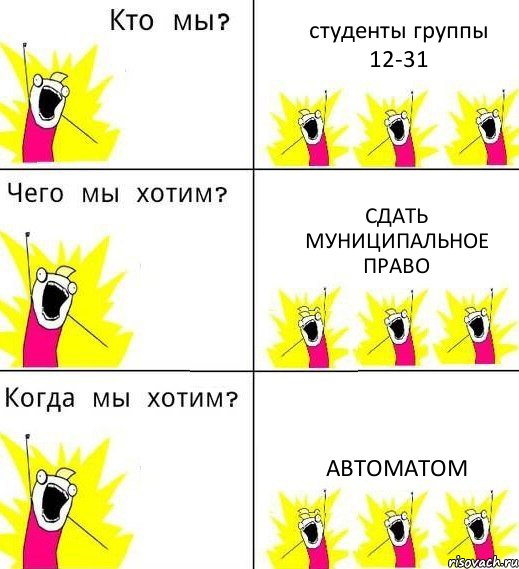 студенты группы 12-31 сдать муниципальное право автоматом, Комикс Что мы хотим