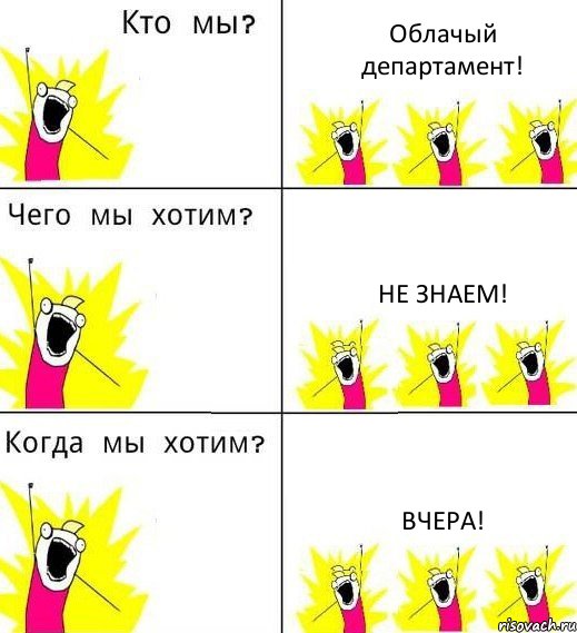 Облачый департамент! Не знаем! Вчера!, Комикс Что мы хотим