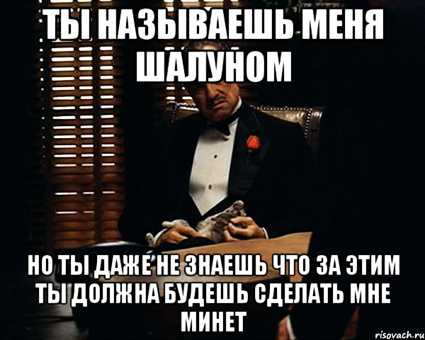 ты называешь меня шалуном но ты даже не знаешь что за этим ты должна будешь сделать мне минет, Мем Дон Вито Корлеоне