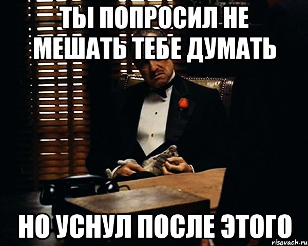 ты попросил не мешать тебе думать но уснул после этого, Мем Дон Вито Корлеоне