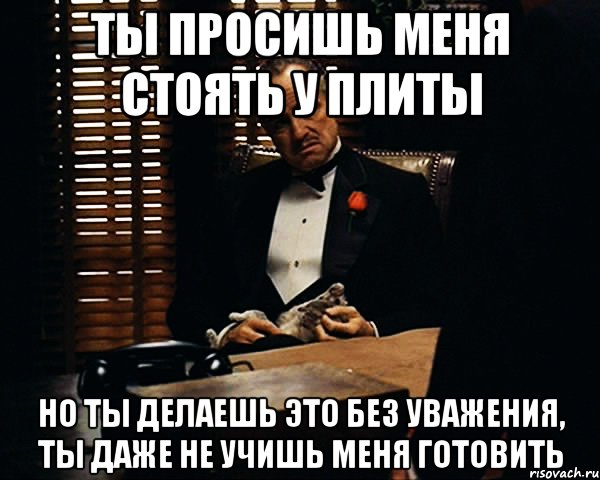 ты просишь меня стоять у плиты но ты делаешь это без уважения, ты даже не учишь меня готовить