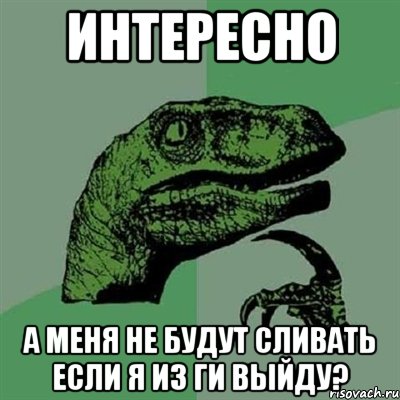 интересно а меня не будут сливать если я из ги выйду?, Мем Филосораптор