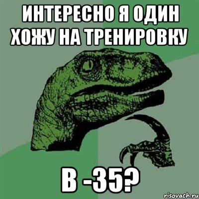 интересно я один хожу на тренировку в -35?, Мем Филосораптор