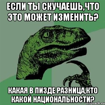 если ты скучаешь,что это может изменить? какая в пизде разница,кто какой национальности?, Мем Филосораптор