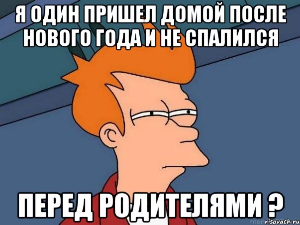 я один пришел домой после нового года и не спалился перед родителями ?, Мем  Фрай (мне кажется или)