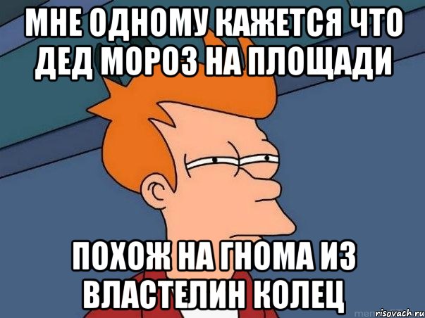 мне одному кажется что дед мороз на площади похож на гнома из властелин колец, Мем  Фрай (мне кажется или)