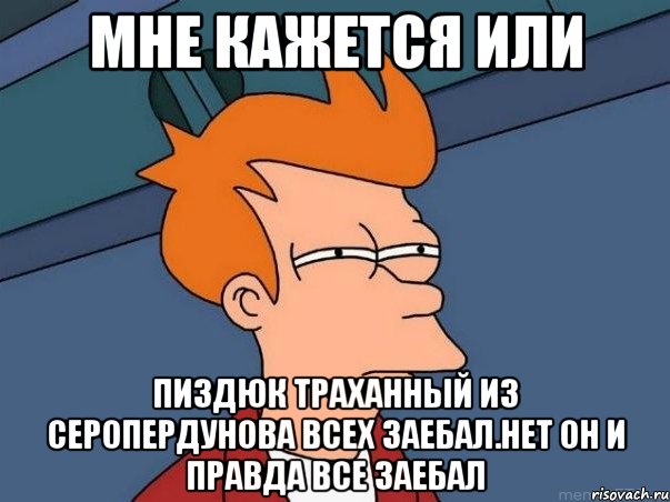 мне кажется или пиздюк траханный из серопердунова всех заебал.нет он и правда все заебал, Мем  Фрай (мне кажется или)