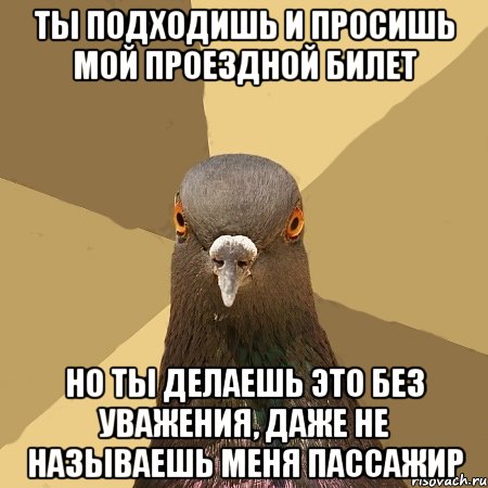 ты подходишь и просишь мой проездной билет но ты делаешь это без уважения, даже не называешь меня пассажир