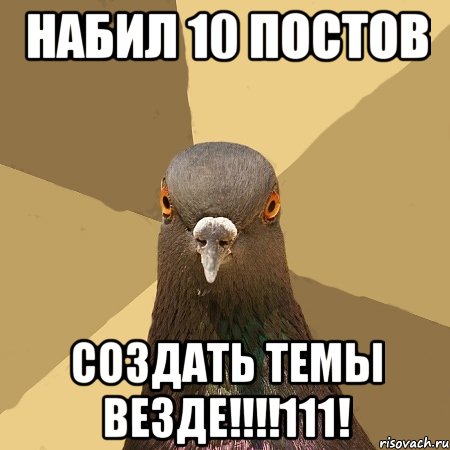 набил 10 постов создать темы везде!!!111!