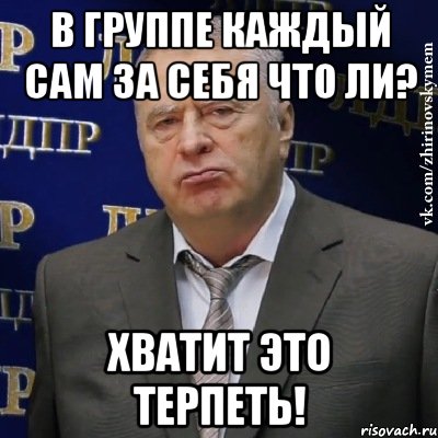 в группе каждый сам за себя что ли? хватит это терпеть!, Мем Хватит это терпеть (Жириновский)