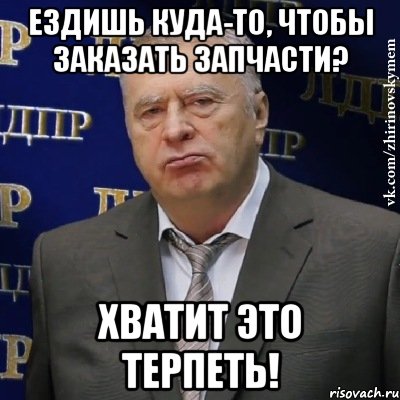 ездишь куда-то, чтобы заказать запчасти? хватит это терпеть!, Мем Хватит это терпеть (Жириновский)