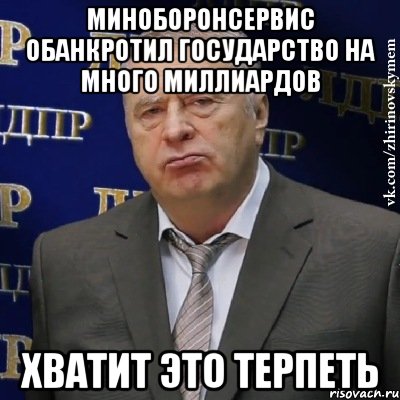 миноборонсервис обанкротил государство на много миллиардов хватит это терпеть, Мем Хватит это терпеть (Жириновский)