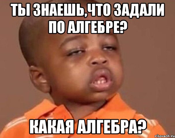 ты знаешь,что задали по алгебре? какая алгебра?, Мем  Какой пацан (негритенок)