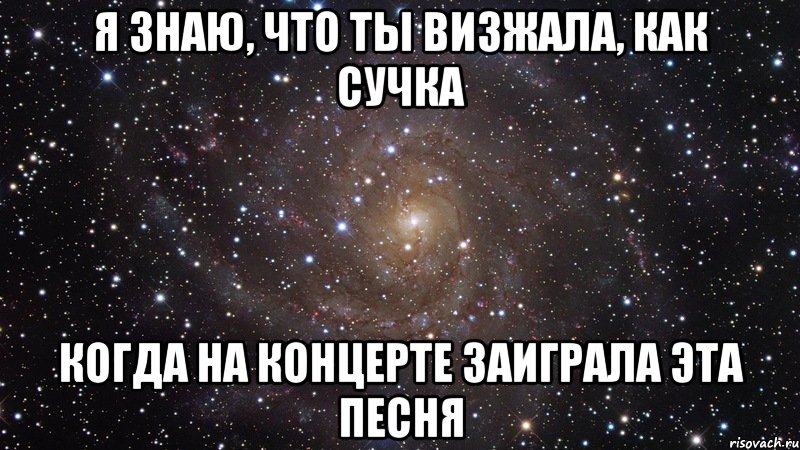 я знаю, что ты визжала, как сучка когда на концерте заиграла эта песня, Мем  Космос (офигенно)