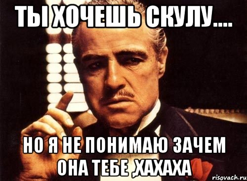 ты хочешь скулу.... но я не понимаю зачем она тебе ,хахаха, Мем крестный отец