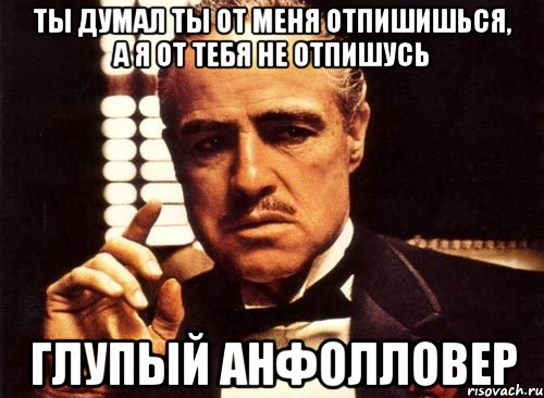 ты думал ты от меня отпишишься, а я от тебя не отпишусь глупый анфолловер, Мем крестный отец