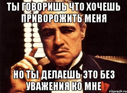 ты говоришь что хочешь приворожить меня но ты делаешь это без уважения ко мне, Мем крестный отец