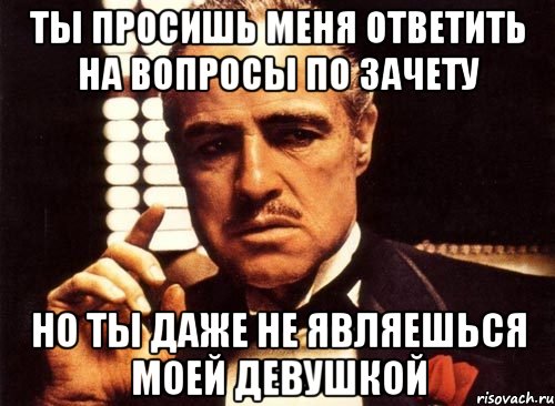 ты просишь меня ответить на вопросы по зачету но ты даже не являешься моей девушкой, Мем крестный отец