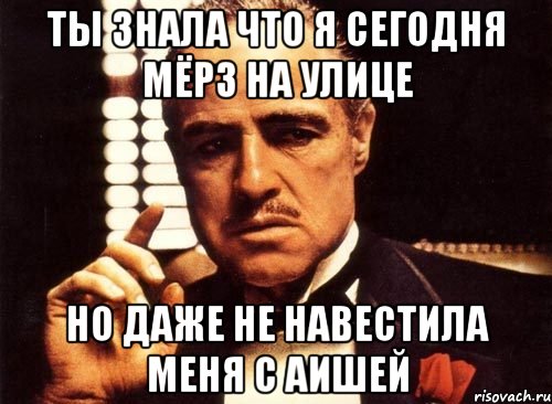 ты знала что я сегодня мёрз на улице но даже не навестила меня с аишей, Мем крестный отец