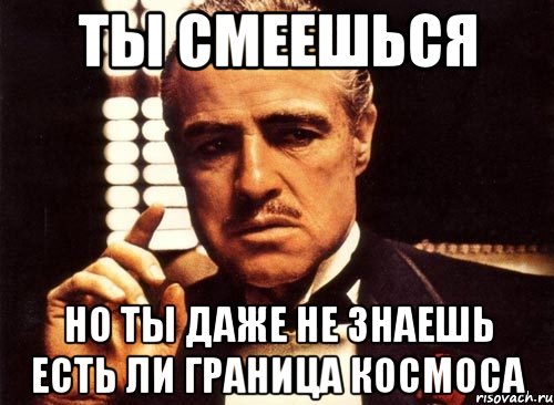 ты смеешься но ты даже не знаешь есть ли граница космоса, Мем крестный отец