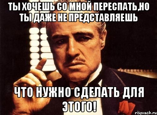 ты хочешь со мной переспать,но ты даже не представляешь что нужно сделать для этого!, Мем крестный отец