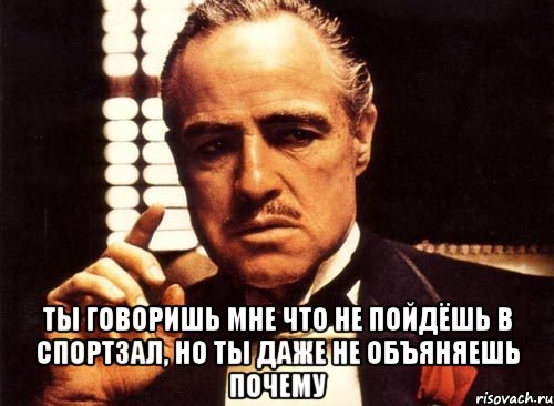  ты говоришь мне что не пойдёшь в спортзал, но ты даже не объяняешь почему, Мем крестный отец