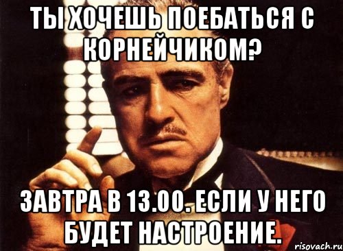 ты хочешь поебаться с корнейчиком? завтра в 13.00. если у него будет настроение., Мем крестный отец