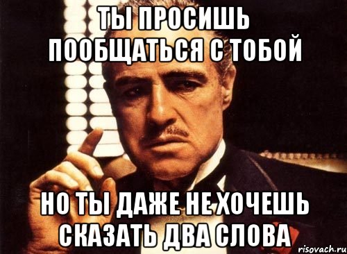 ты просишь пообщаться с тобой но ты даже не хочешь сказать два слова, Мем крестный отец