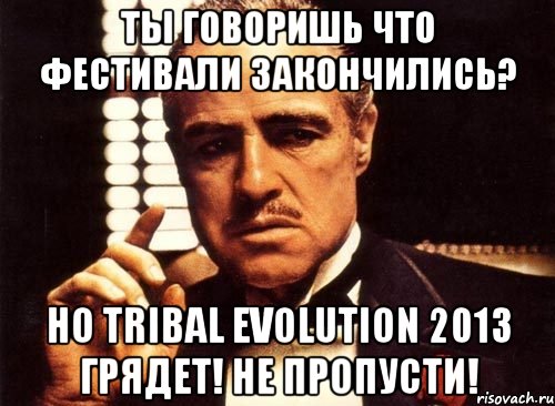 ты говоришь что фестивали закончились? но tribal evolution 2013 грядет! не пропусти!, Мем крестный отец