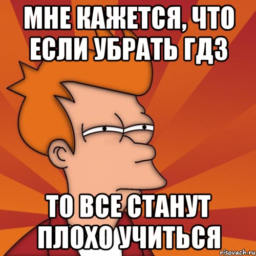 мне кажется, что если убрать гдз то все станут плохо учиться, Мем Мне кажется или (Фрай Футурама)