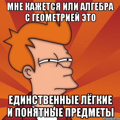 мне кажется или алгебра с геометрией это единственные лёгкие и понятные предметы, Мем Мне кажется или (Фрай Футурама)