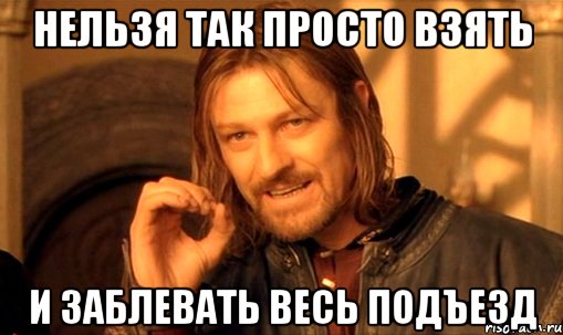 нельзя так просто взять и заблевать весь подъезд, Мем Нельзя просто так взять и (Боромир мем)