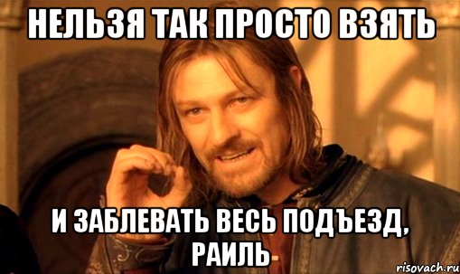 нельзя так просто взять и заблевать весь подъезд, раиль, Мем Нельзя просто так взять и (Боромир мем)