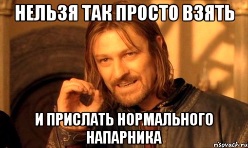 нельзя так просто взять и прислать нормального напарника, Мем Нельзя просто так взять и (Боромир мем)