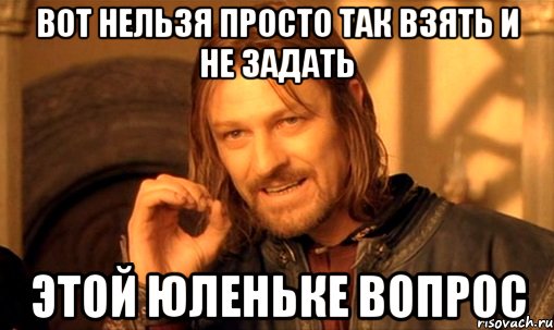 вот нельзя просто так взять и не задать этой юленьке вопрос, Мем Нельзя просто так взять и (Боромир мем)
