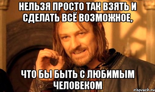 нельзя просто так взять и сделать всё возможное, что бы быть с любимым человеком, Мем Нельзя просто так взять и (Боромир мем)