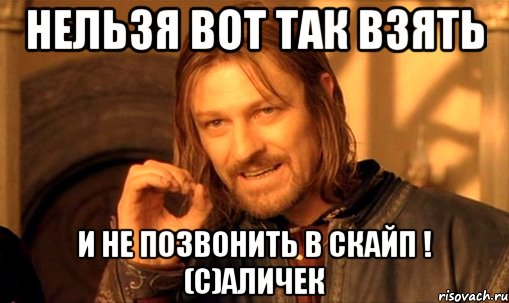 нельзя вот так взять и не позвонить в скайп ! (с)аличек, Мем Нельзя просто так взять и (Боромир мем)