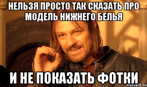 нельзя просто так сказать про модель нижнего белья и не показать фотки, Мем Нельзя просто так взять и (Боромир мем)