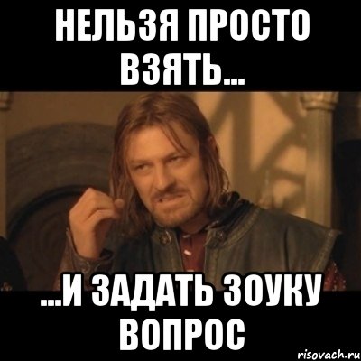 нельзя просто взять... ...и задать зоуку вопрос, Мем Нельзя просто взять