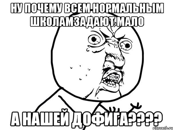 ну почему всем нормальным школамзадают мало а нашей дофига???, Мем Ну почему (белый фон)